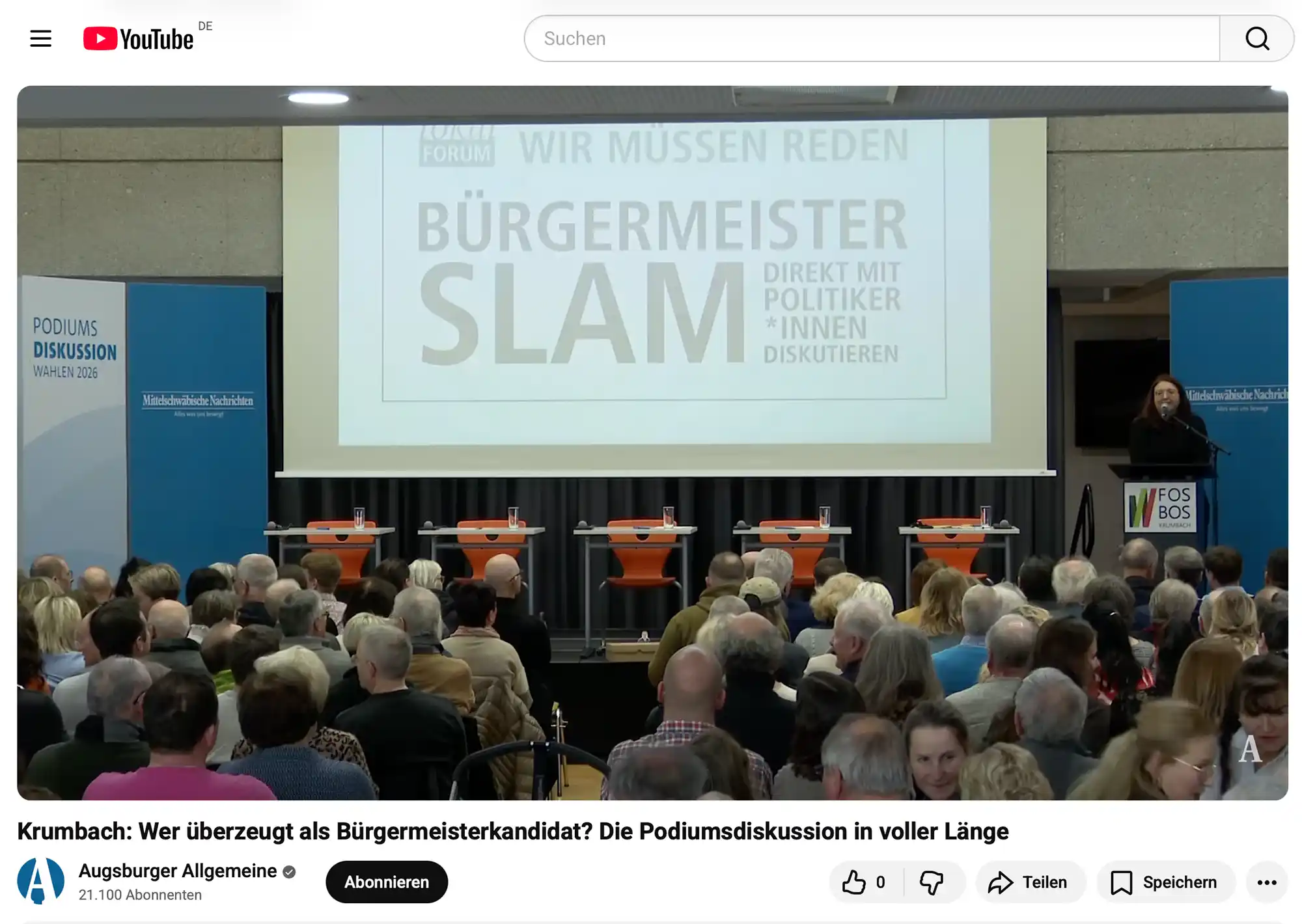 Kommunalwahl Krumbach: Bürgermeisterslam vom 01.02.2026 in der FOS BOS Krumbach