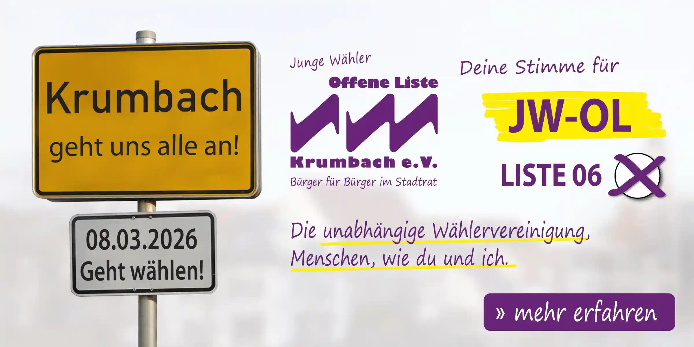 Kommunalwahl 08.03.2026 Krumbach: Bürgermeisterkandidat Maximilian Behrends und Kandidaten für den Stadtrat